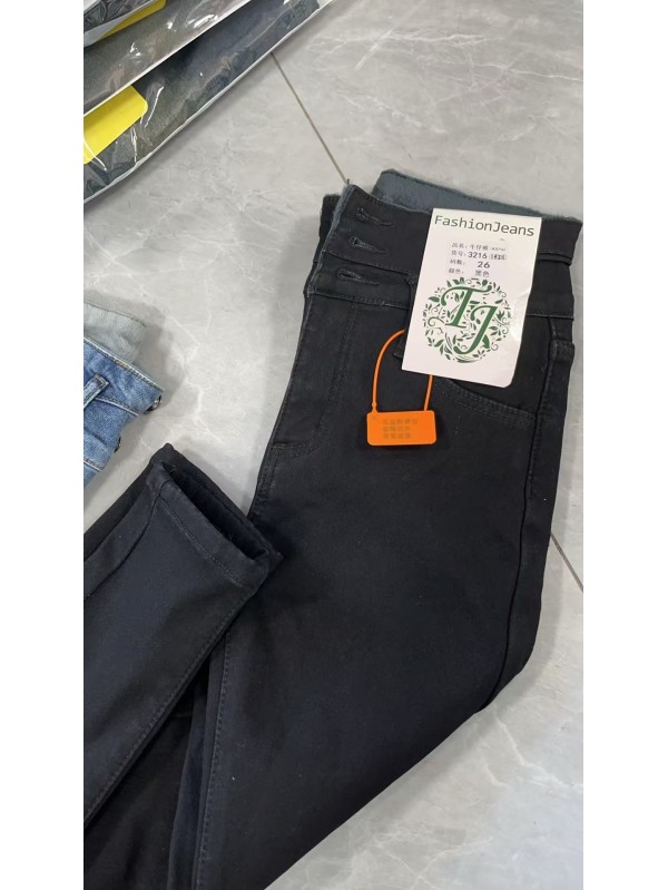 High-waisted ladies warmer jeans, new style for autumn and winter 2024, slimming fit, stretchy, fleece-lined ladies' pencil skinny pants 