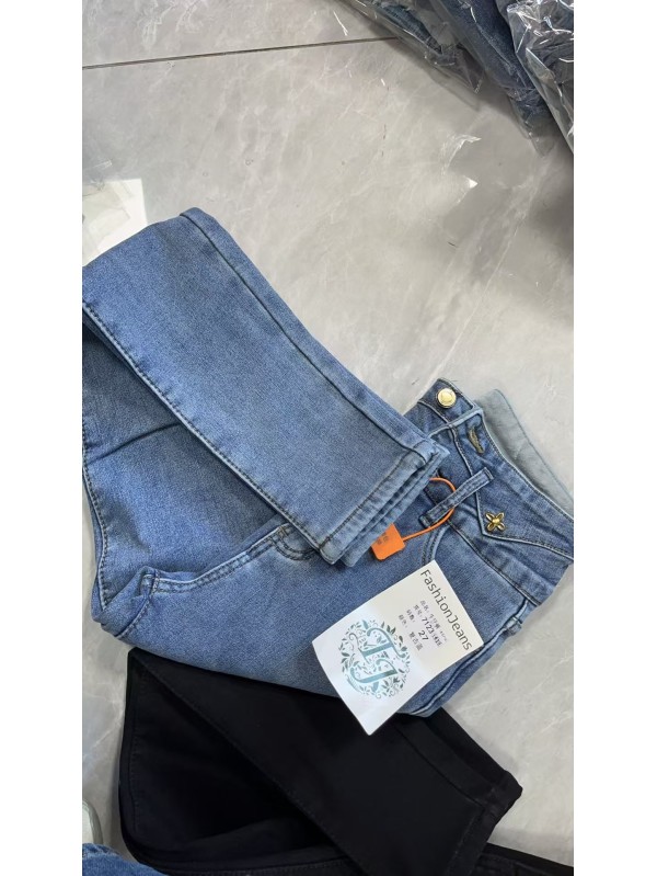 High-waisted slimming double-button skinny jeans for women 